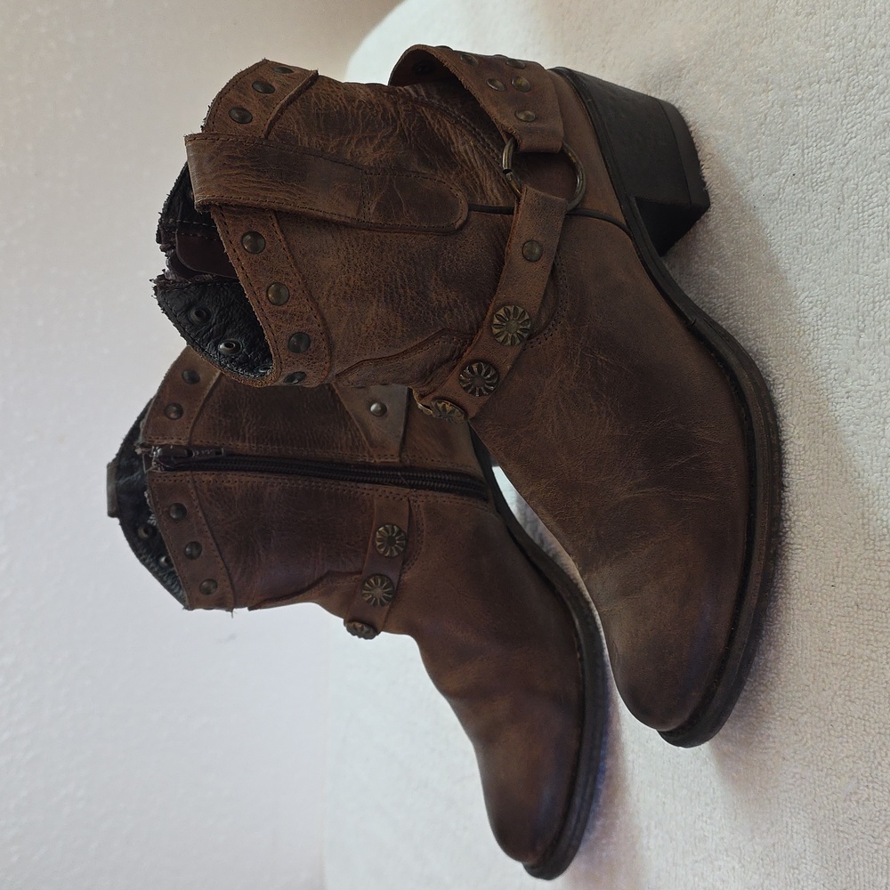 Lyard 15360 Distressed Western Harness Ankle Leather Western Boots Ladies 7